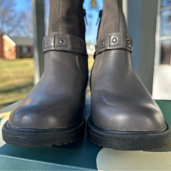 EARTH Stone Gray Multi Leather Suede Artistic Onyx Bootie Size 6 36.5 Zip Artsy - Picture 8 of 9